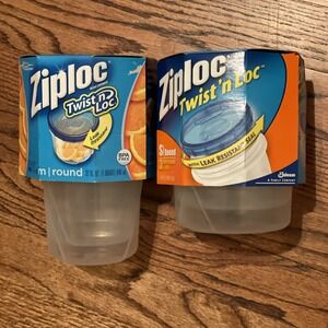 Ziploc Twist n Loc 2 Medium Round 1 Quart Containers & Lids NEW